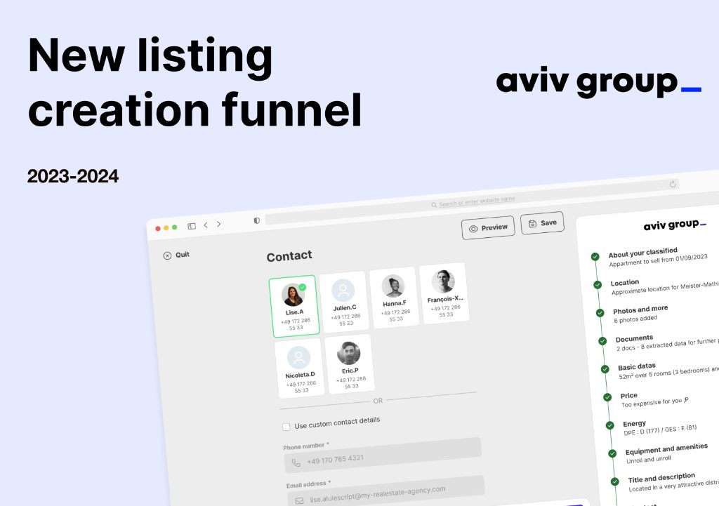 New listing creation funnel — Aviv Group