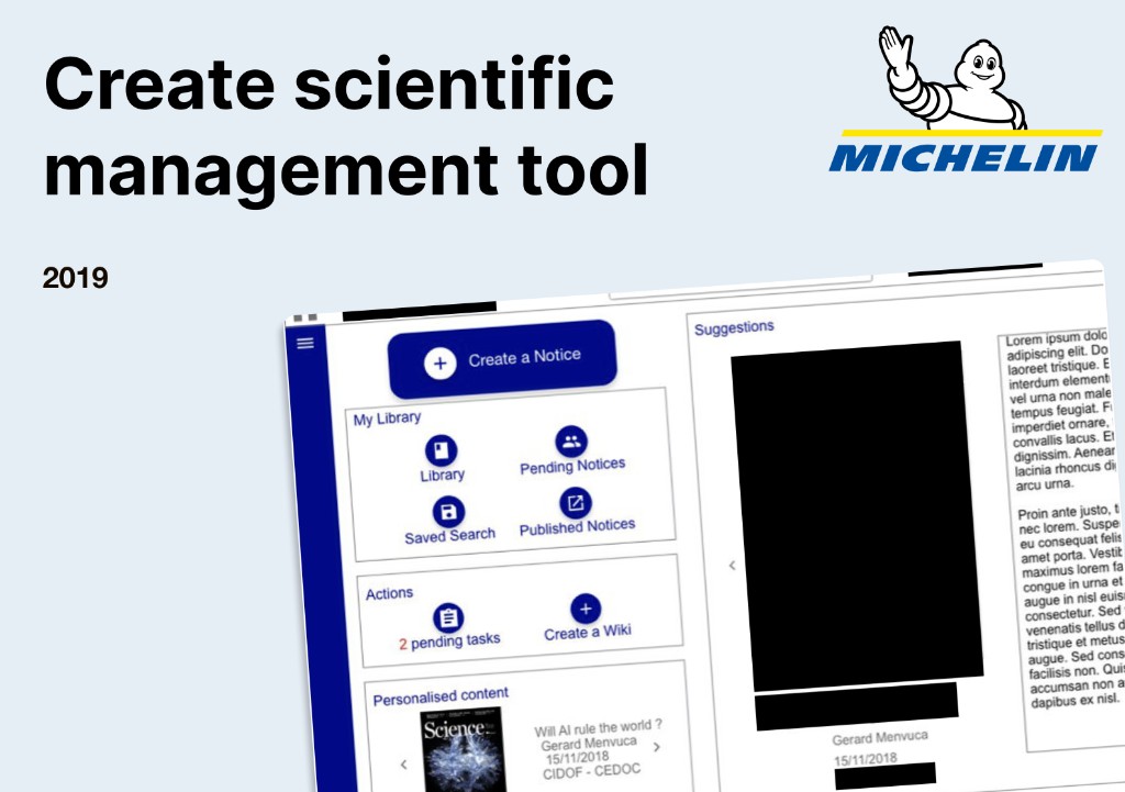 Create scientific management tool — Michelin R&D