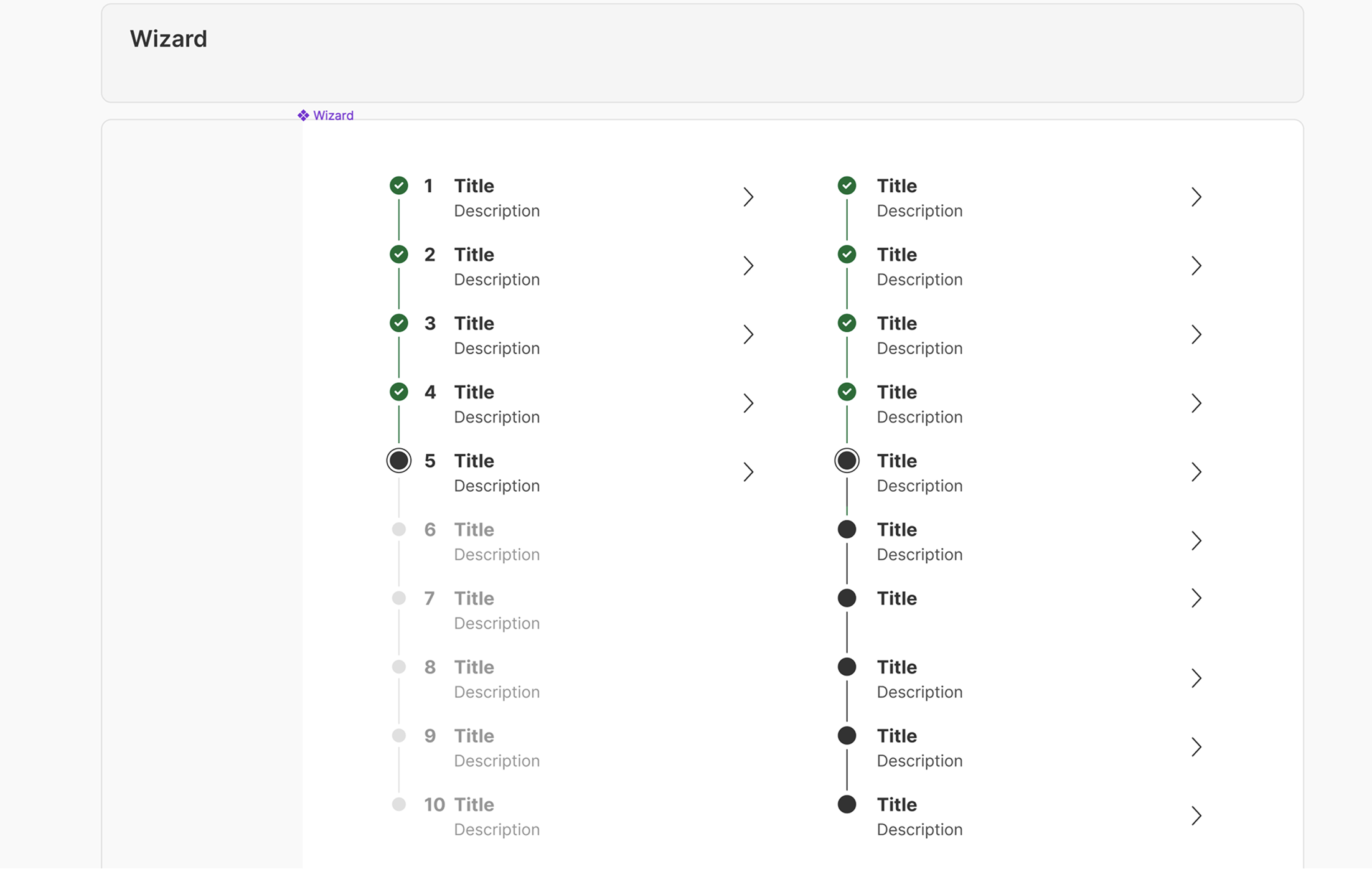 Wizard component — vertical stepper